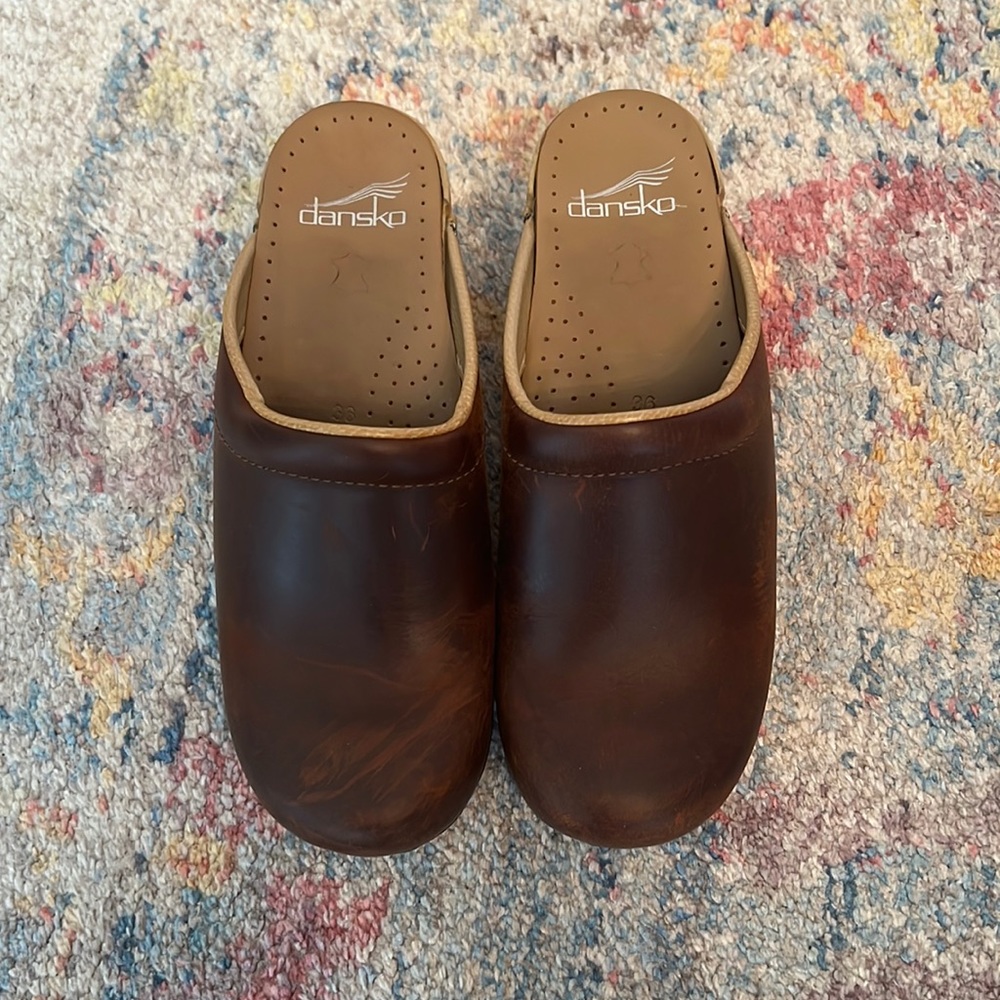 Dansko Backless Brown Leather Clog